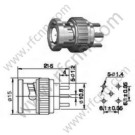 Macho BNC para conector PCB RF