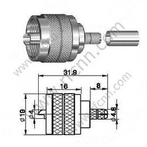 Crimpo masculino UHF para el conector RG58 RF