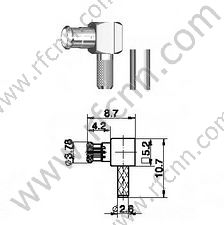 Angulo derecho de rizo MCX para RG174 RF Conector