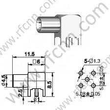 Angulo derecho femenino MCX para conector PCB RF