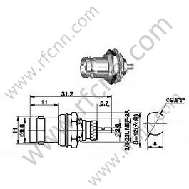 Soporte de panel femenino de Crimp BNC para RG178 RF Conector