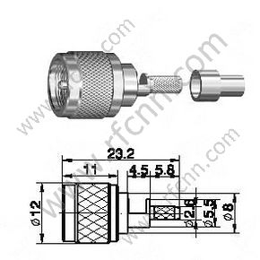 Mini uhf masculino para RG174 RF Conector